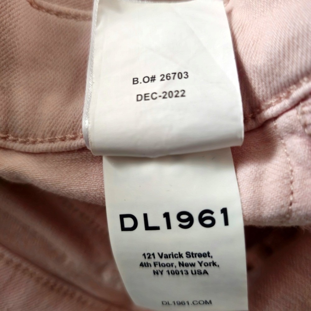 DL1961 Mara Straight Leg Jeans Women Size 23 Pink Raw Hem Mid Rise - Picture 11 of 13